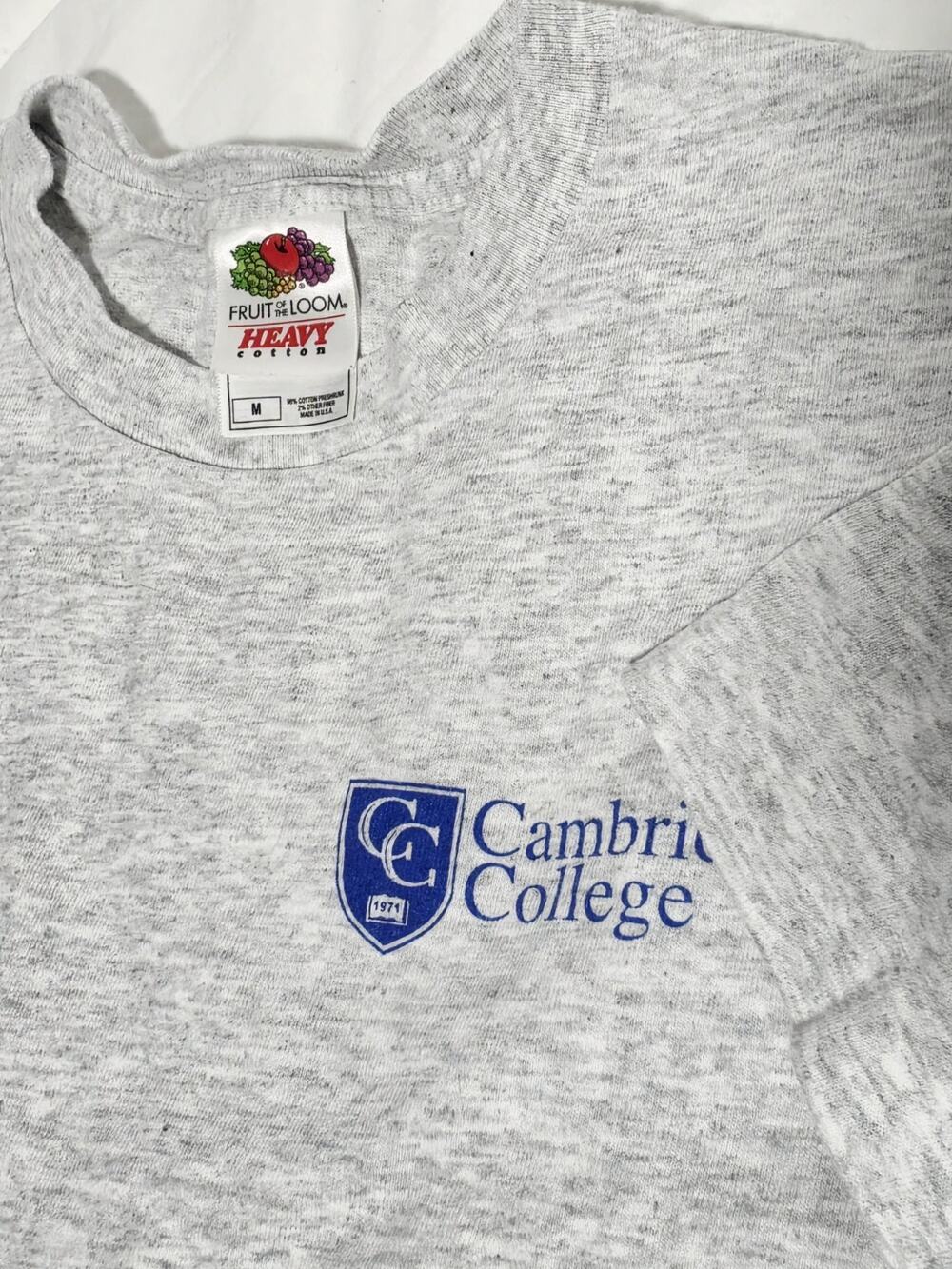University of Cambridge Womens M Logo Cotton Crew Neck T-Shirt Y2k Made USA Vtg
